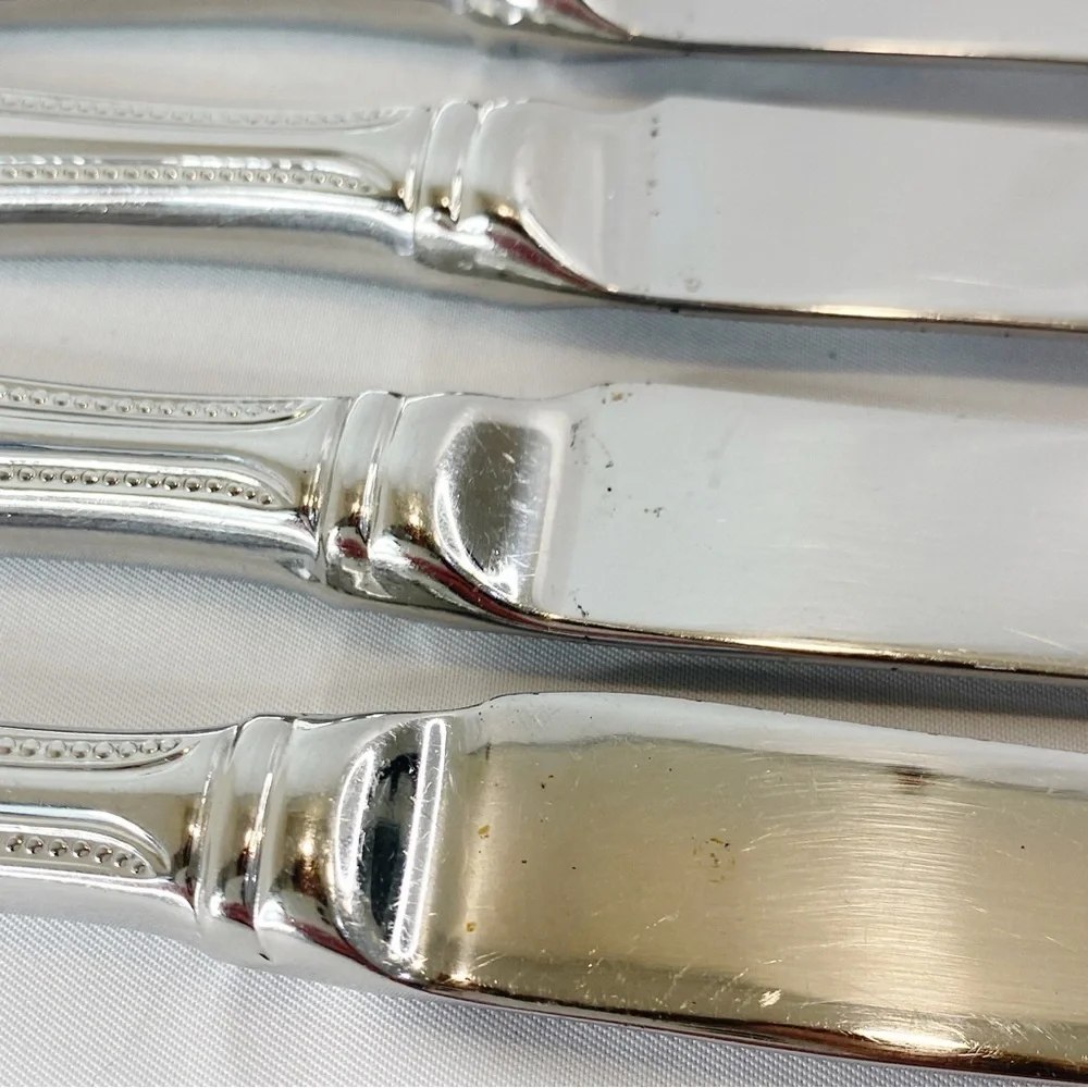 Roberts & Belk Lot of 6 Dinner Knives Continental Bead Discontinued Grp A